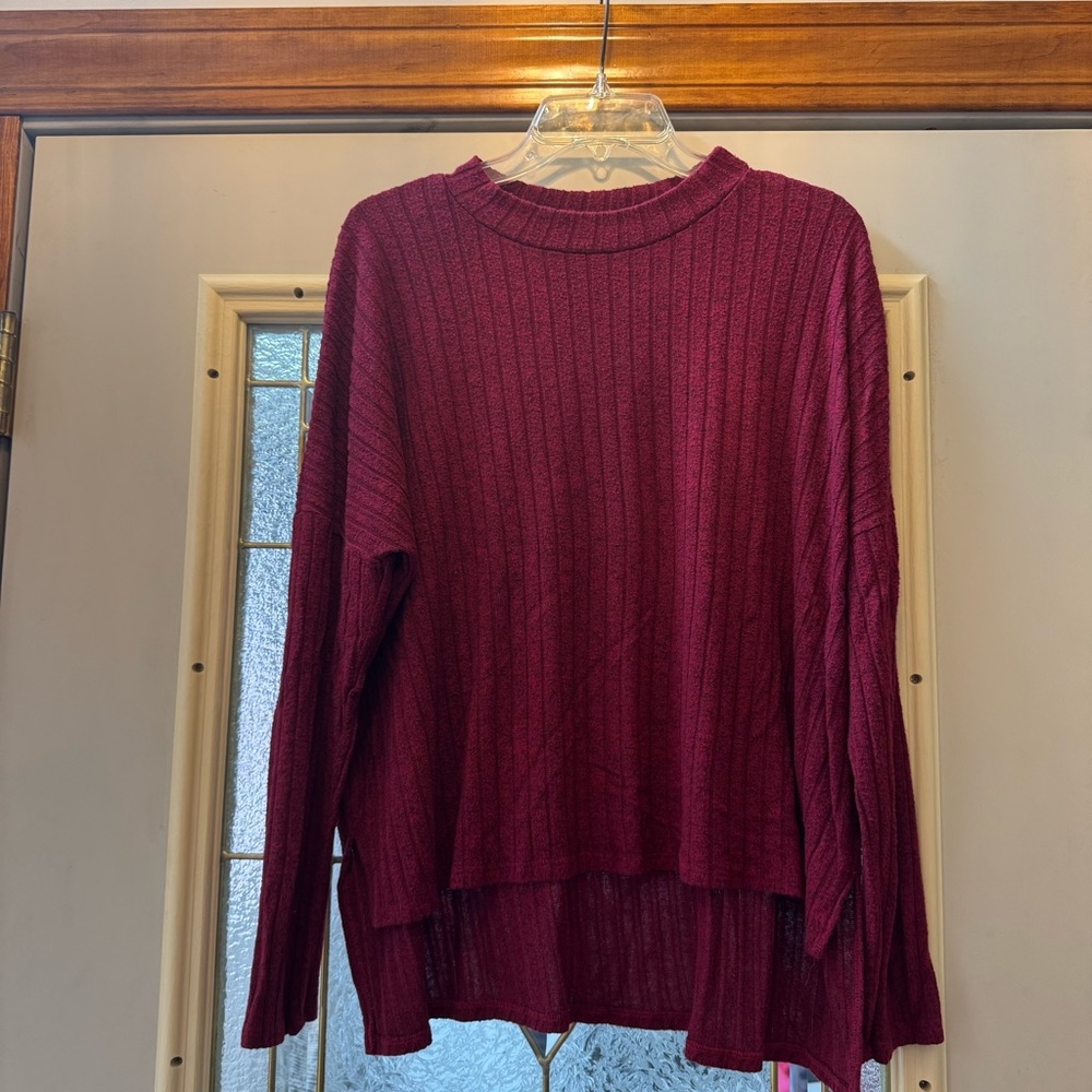 Maroon Large Rib Knit Sweater